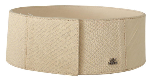 GF Ferre White Waxed Cotton Wide Fashion Belt - YSONA