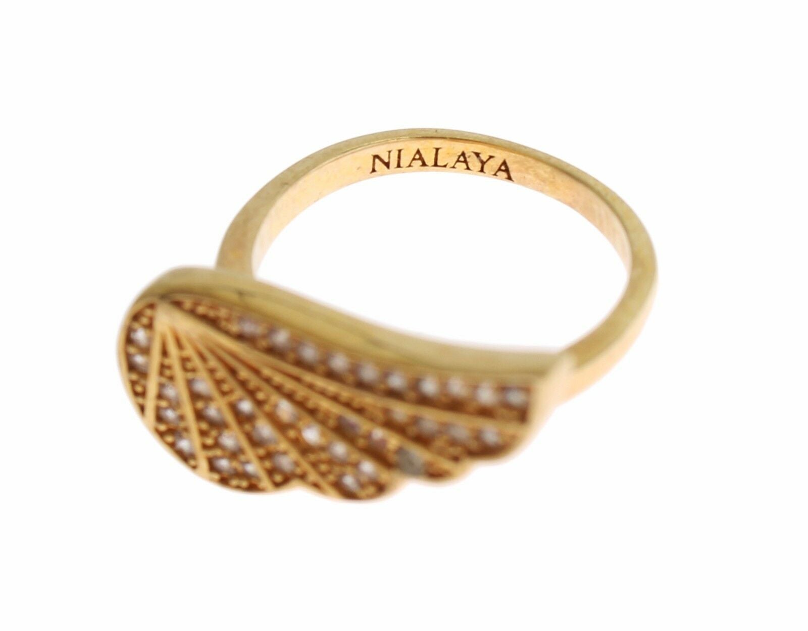 Nialaya Womens Clear CZ Gold 925 Silver Authentic Ring - view 5