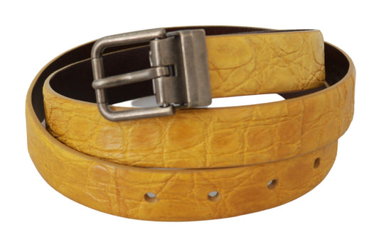 Dolce & Gabbana Yellow Exotic Skin Leather Grey Buckle Belt - YSONA
